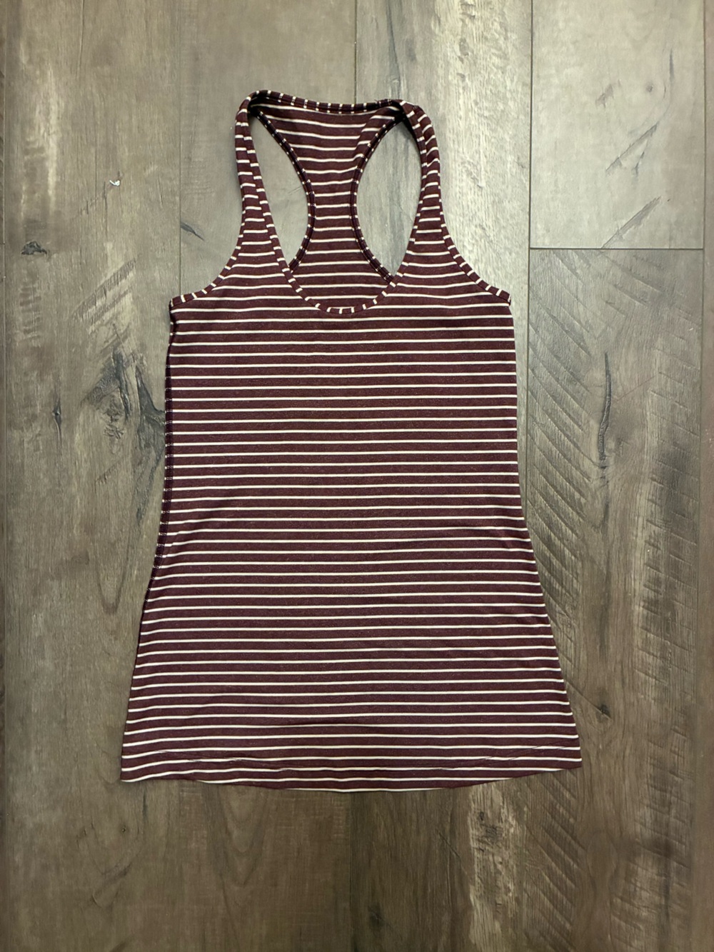 lululemon athletica Maroon & White Striped Racerback Tank